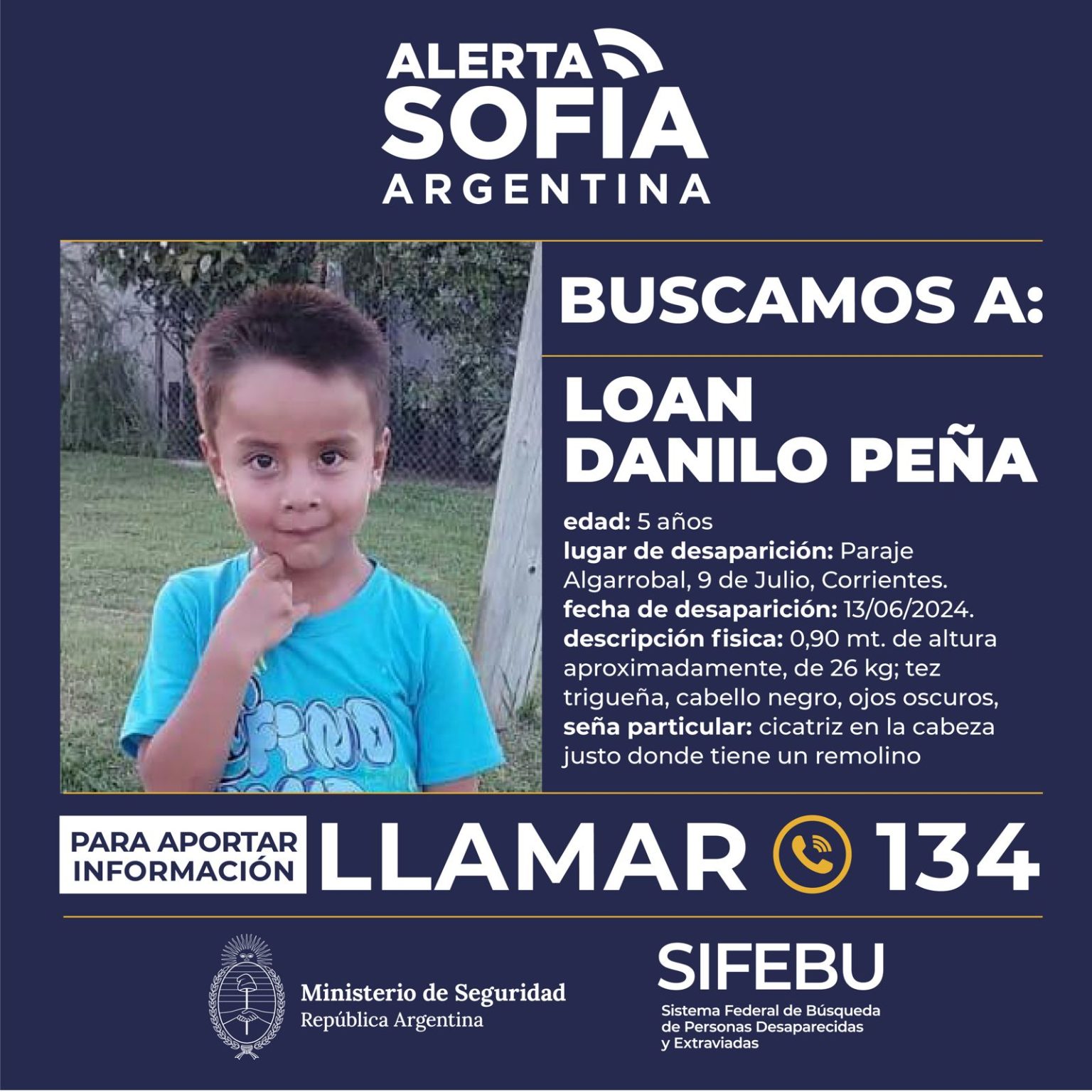 Corrientes: abren una investigación federal por la desaparición de Loan Danilo Peña