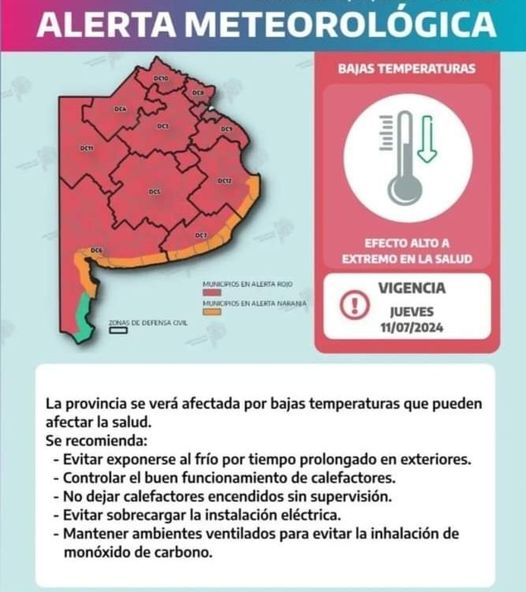 EL SERVICIO METEOROLÓGICO ELEVÓ A NIVEL ROJO EL ALERTA POR LAS BAJAS TEMPERATURAS EN EL AMBA