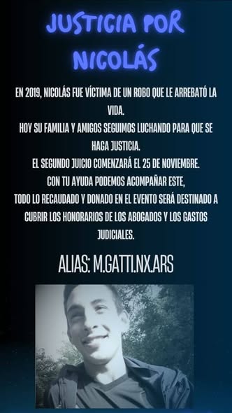 Familiares de Nicolás Pérez Gatti piden ayuda para afrontar el segundo juicio por su crimen